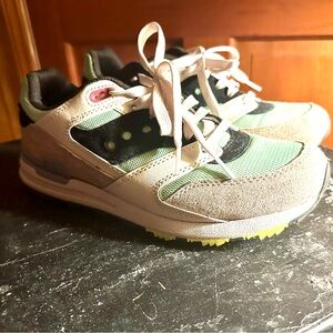 Saucony Mint Green and Beige Sneakers